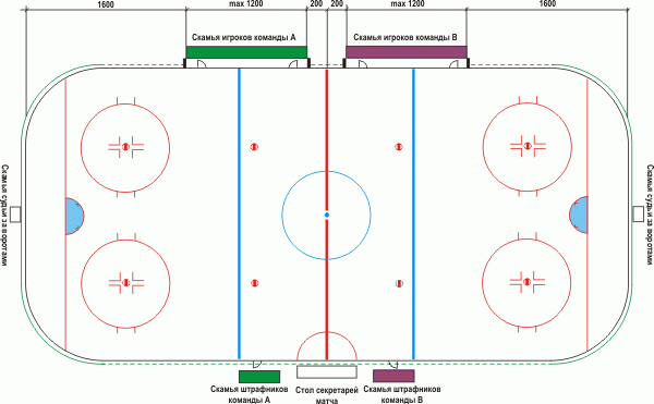 Размеры хоккейной площадки
