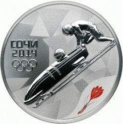 Памятная олимпийская монета Сочи-2014 бобслей